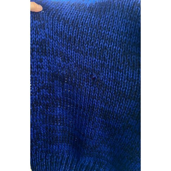 Vtg Visage Hand Knit Garment Men's‎ Chunky Ski Sweater Blue Geometric 80s - Picture 8 of 9